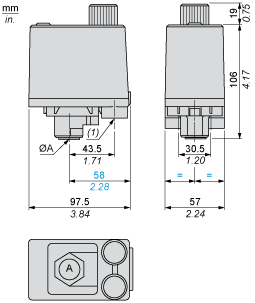 Buchse Schneider XMPA06B2131 XMP-Druckschalter 6 Bar G 1/4 Zoll 2Ö Ohne Einstellmöglichkeit